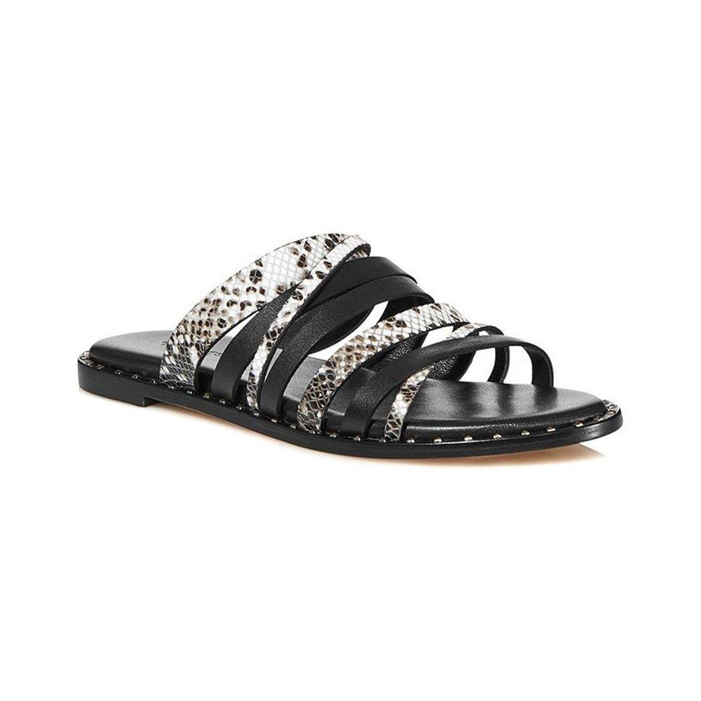 Charles David Multi Straps‎ Snakeskin Studded Leather Flat Sandals Womens 9.5M
